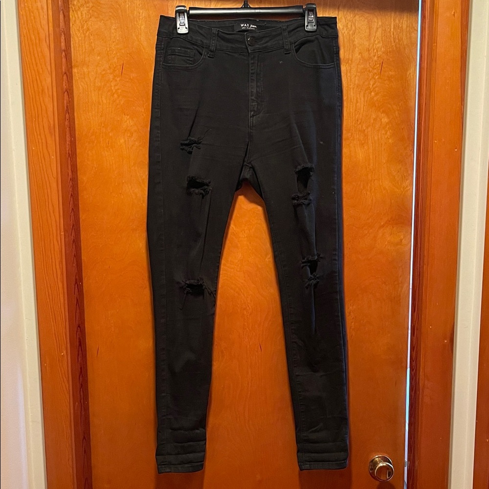 Wax Jean Women's Black Distressed Skinny Jeans